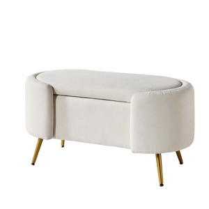 Alina Storage Bench with Metal Legs for Bedroom | ARTFUL LIVING DESIGN - 1 of 4
