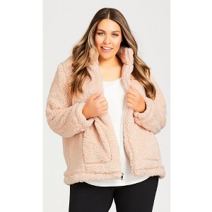 Avenue Women's Plus Size Sketchers Cozy Fleece Reversible Jacket - 1 of 4