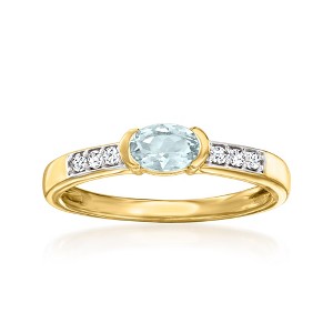 Ross-Simons 0.30 Carat Aquamarine and .10 ct. t.w. White Zircon Ring in 18kt Gold Over Sterling - 1 of 4
