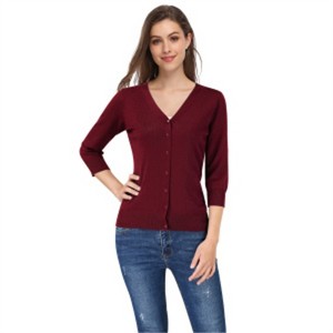 Clearlove Women's 3/4 Sleeve Button Down Sweater Cardigan - 1 of 4