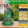 Munora Squirrel-Proof Wild Bird Feeder - 24.8" Metal Hanging Seed Feeder with 360° Perches & Water Cups, Green - 2 of 4