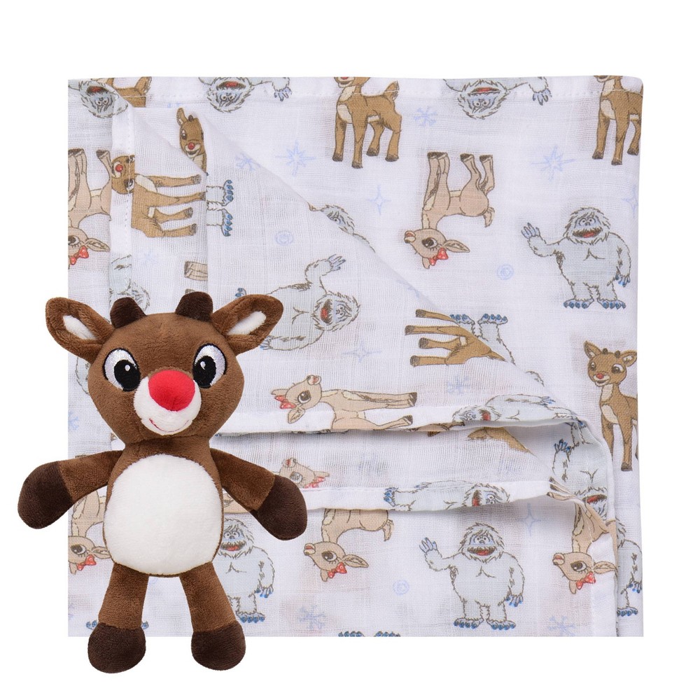 Photos - Children's Bed Linen Rudolph the Red-Nosed Reindeer Swaddle Plush and Blanket Baby Toy