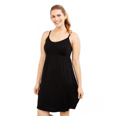Image of Essential Nursing Nightgown - Black, Large | Motherhood Maternity