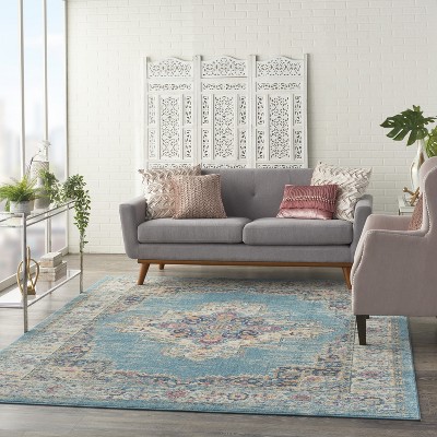 Traditional Geometric Blue Synthetic 8' x 10' Area Rug