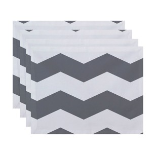 Set of 4 Gray Chevron Placemats - E by Design