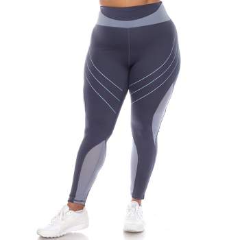 White Mark - Plus Size High-Waist Reflective Piping Fitness Leggings