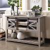 OKD 46" Farmhouse Console Table w/Sliding Barn Doors & Adjustable Storage Shelf - 2 of 4