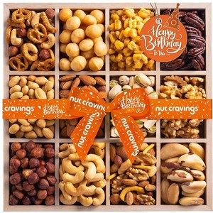 Nut Cravings Gift Basket, Premium Nuts in Wooden Tray, Healthy Kosher Snack Tray (12 Assortments) - 1 of 4
