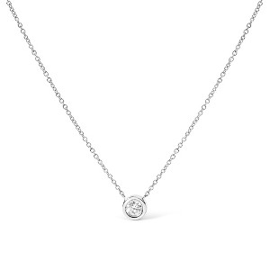 Haus of Brilliance 10K Gold Round Diamond Modern Bezel-Set Solitaire Pendant Necklace - 1 of 4