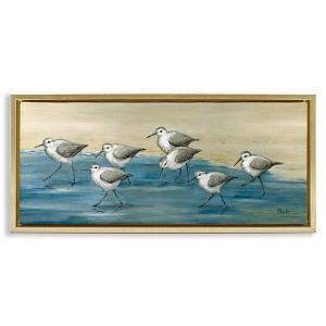 Stupell Industries Sandpiper Bird Flock Beach Shoreline Floating Frame Canvas Art - 1 of 4