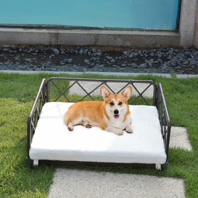 Gulches wicker pet bed Rattan Dog Sofa Bed outdoor indoor Water Resistant,Black