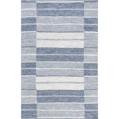 Nuloom Rayla Striped Blocks Indoor/Outdoor Patio Area Rug, 5' x 8', Blue