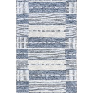 Nuloom Rayla Striped Blocks Indoor/Outdoor Patio Area Rug, 5' x 8', Blue - 1 of 4