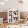 Kids Bookshelf, 36"H Toy Storage Organizer, 3-Tier Wooden Toddler Bookshelf, 5 Cube Double Side, Spacious Top Shelf, for Kids Room, Bedroom - 2 of 4