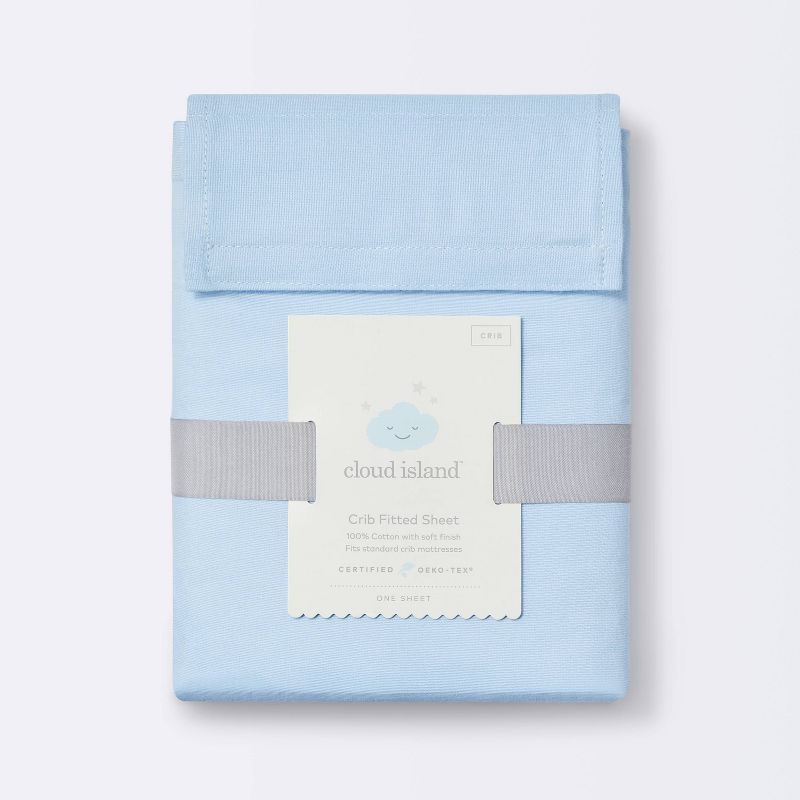 Fitted Crib Sheet Solid - Cloud Island&#8482; Light Blue, 6 of 9