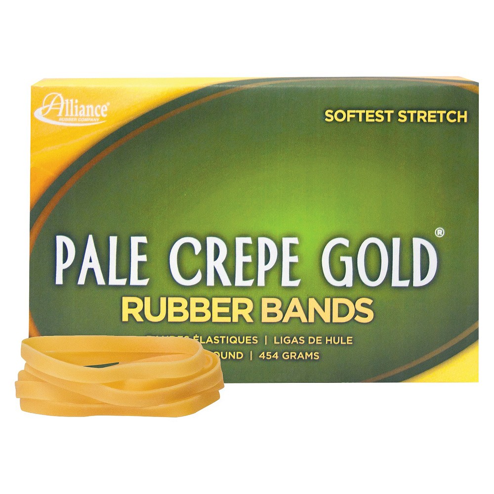 Alliance 3-1/2" x 1/4" Size #64 Pale Crepe Gold Rubber Bands  1 lb. Box