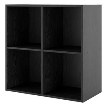 24/7 Shop At Home 24" Silkpath Modern 4 Cube Stackable and Modular Bookcase Black