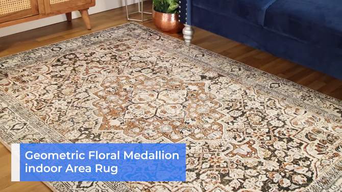 Geometric Floral Medallion Indoor Area Rug or Runner by Blue Nile Mills, 2 of 9, play video