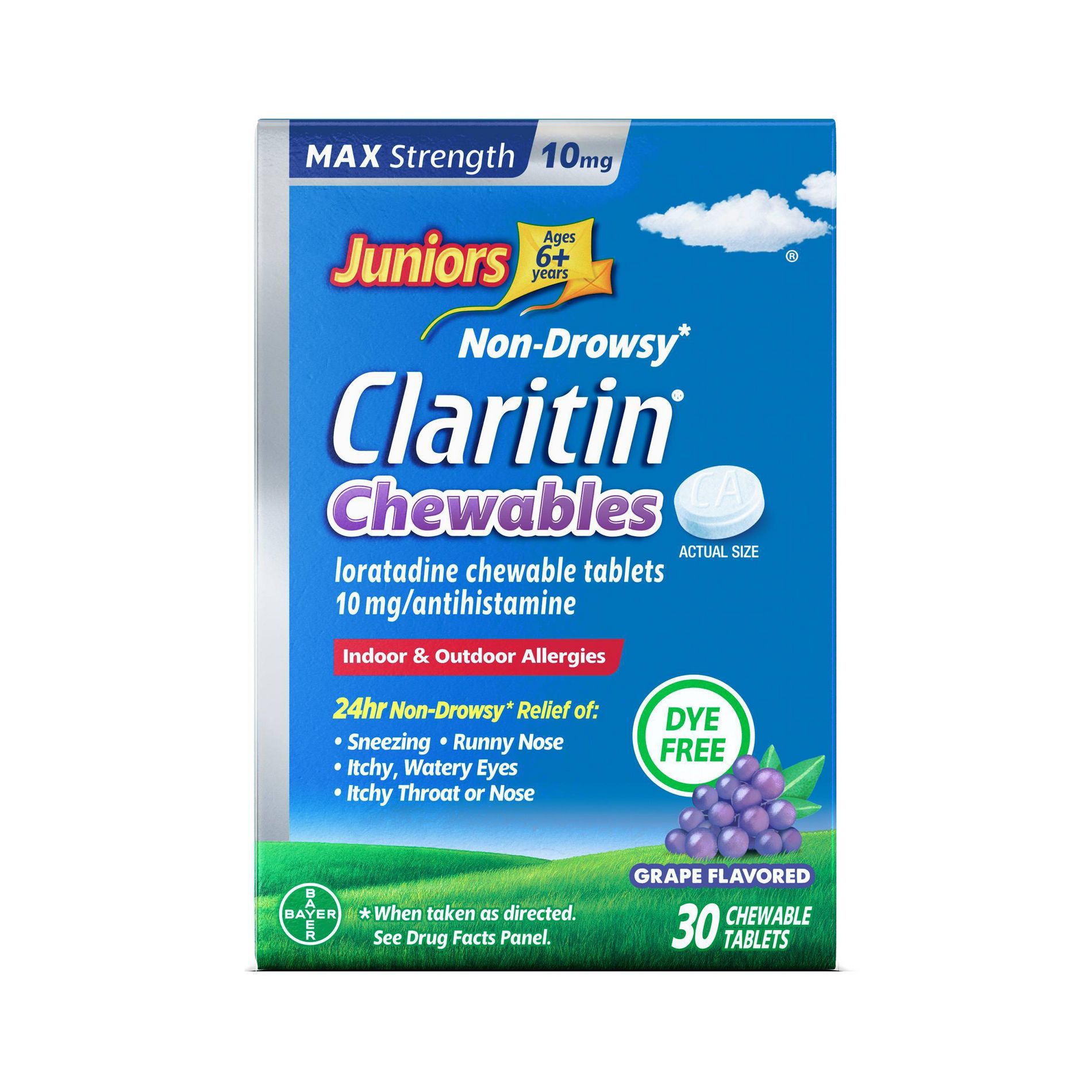 Children's Claritin Kids Max Strength 10mg 24HR Allergy Relief Chewables - Grape - Loratadine - 30ct