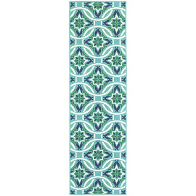 Oriental Weavers Meridian 5868L Blue/ Green Indoor/Outdoor Area Rug - 2'3" x 7'6"