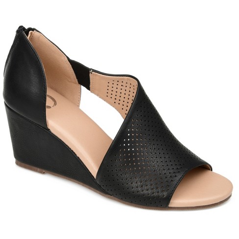 Journee Collection Womens Aretha Tru Comfort Foam Back Heel Zip Peep Toe  Wedge Sandals : Target
