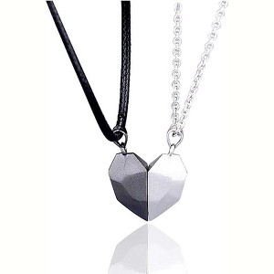 Two Souls One Heart Couple Necklace Set - Magnetic Wishing Stone Matching Pendants - 1 of 4