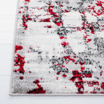 Skyler Grey and Red Synthetic Medallion Area Rug