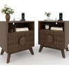 Modern Fluted Night Stand Set of 2, Wood Nightstand Bedside Table End Table with Charging Station, Drawers and Storage Shelf for Living Room Bedroom - 3 of 4