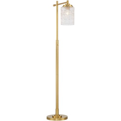 Warm Brass and Stone Glass 67" Modern Downbridge Floor Lamp