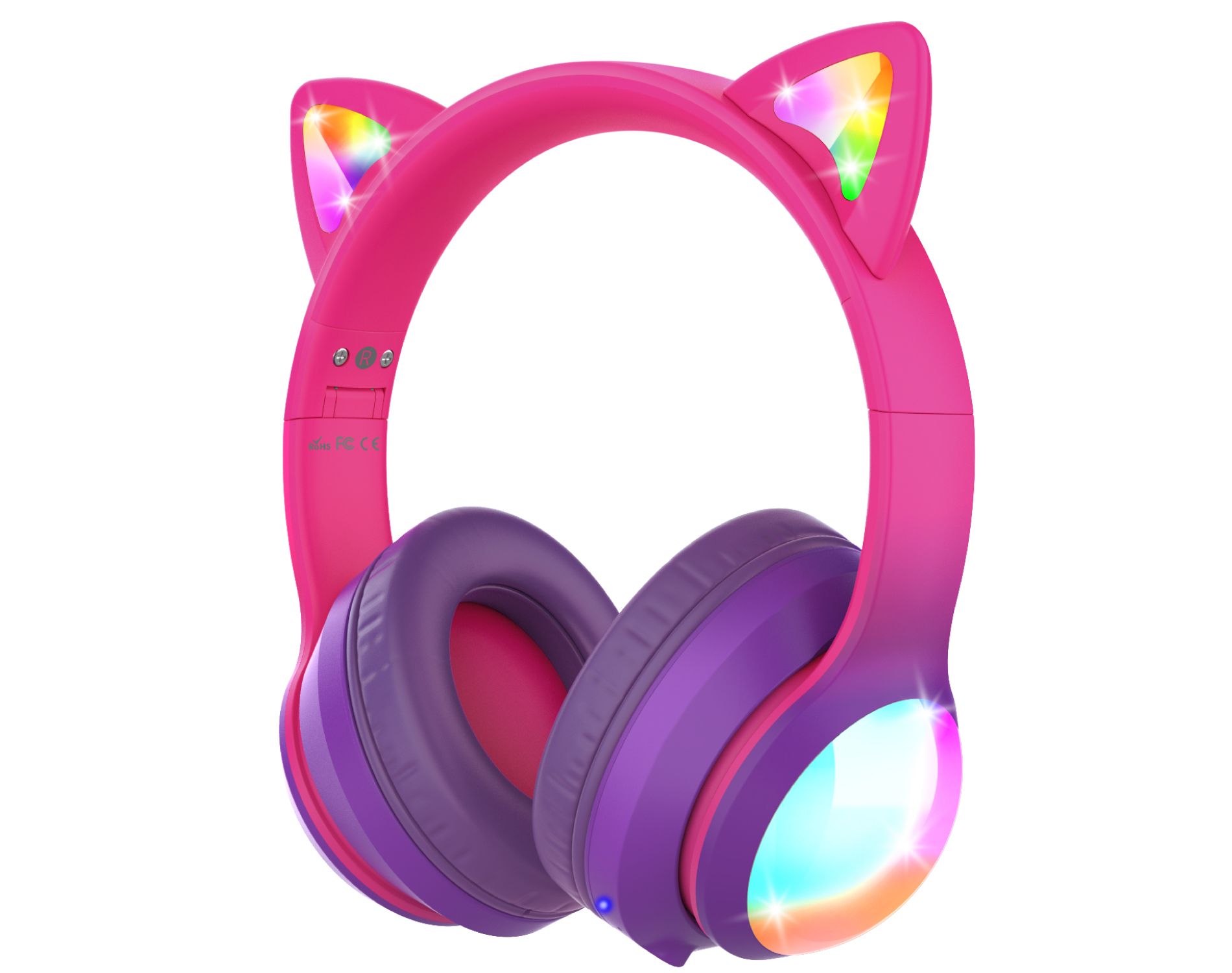 FosPower Kids Headphones Wireless, Kids Bluetooth headphones with Cord, Over Ear Cat Ear Headphones for Kids Tablet School iPad Chromebook, Hot Pink