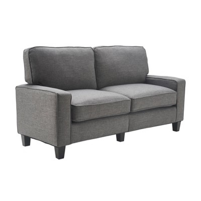 Gray Microfiber Track Arm Loveseat with Removable Cushions