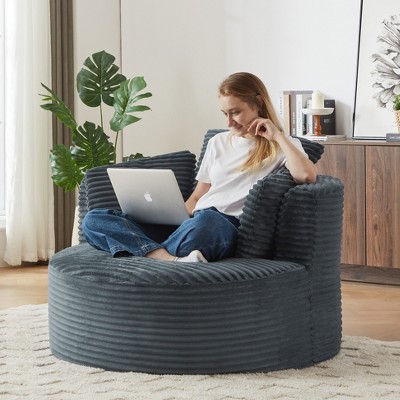 Dolonm 48.8 in. Compressible Corduroy Round Chair, Plush Modern Seating for Living Room & Office