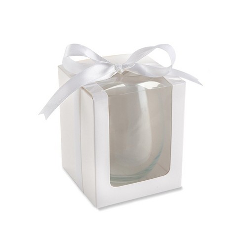 White 15 oz. Glassware Gift Box with Ribbon (Set of 20)