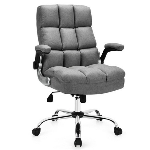 Costway Costway High Back Big & Tall Office Chair Adjustable Swivel  W/flip-up Arm Grey : Target