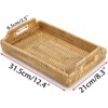BRINJOY Handwoven Rattan Tray with Handles - 12.4x8.3 inch Rectangular Storage Basket for Breakfast, Snacks, Coffee Table Organization - 3 of 4