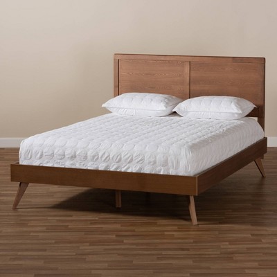 Walnut Brown Mid-Century Modern King Platform Bed