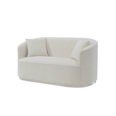 Odette 64" Beige Chenille Loveseat with Rolled Arms