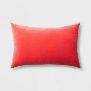 Velvet Lumbar Throw Pillow Orange - Room Essentials