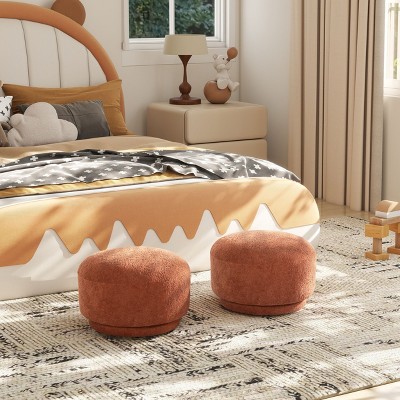 NicBex 15" Mushroom Footstool Small Round Ottoman with High density foam for Living Room