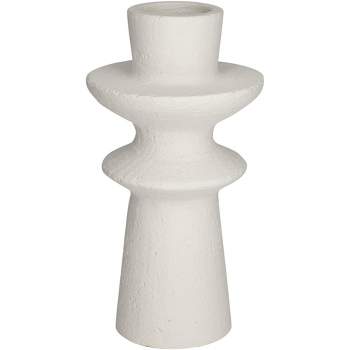 Studio 55D Baust 14 1/2" High White Ceramic Tiered-Top Decorative Vase