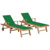 vidaXL Sun Lounger Set of 2 Teak Teak hardwood with polyester cushion - 2 of 4
