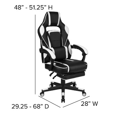 White Ergonomic Reclining Gaming Chair with Massaging Lumbar Support