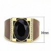 Slickblue Men's Gold IP Stainless Steel Ring, Jet Center Synthetic Onyx with Clear Accents, Oval Style, Sizes 9-13 - 2 of 4