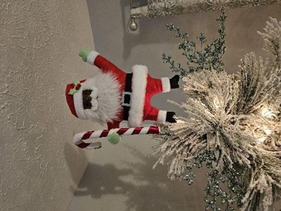 14.75 Fabric Santa with Candy Cane Christmas Tree Topper Red/White - Wondershop