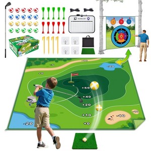 SUGIFT Double-Sided Golf Practice Mat & Dart Game Set, Indoor/Outdoor Golf Hitting Mat with Sticky Balls, Darts, Scoreboard - 1 of 4