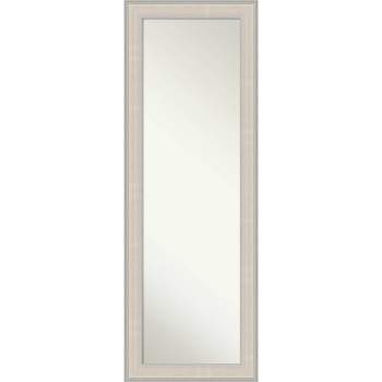 19"x53" Non-Beveled Cottage Wood on The Door Mirror White/Silver - Amanti Art