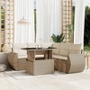 vidaXL 6 Piece Patio Sofa Set with Cushions Beige and Cream Poly Rattan - 2 of 4