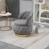 360 Degree Swivel Armchair Cuddle Chairs With Wide Upholstered,Barrel Armchair With Storage,Fluffy Velvet Fabric Chair-Cuddlewood - 3 of 4