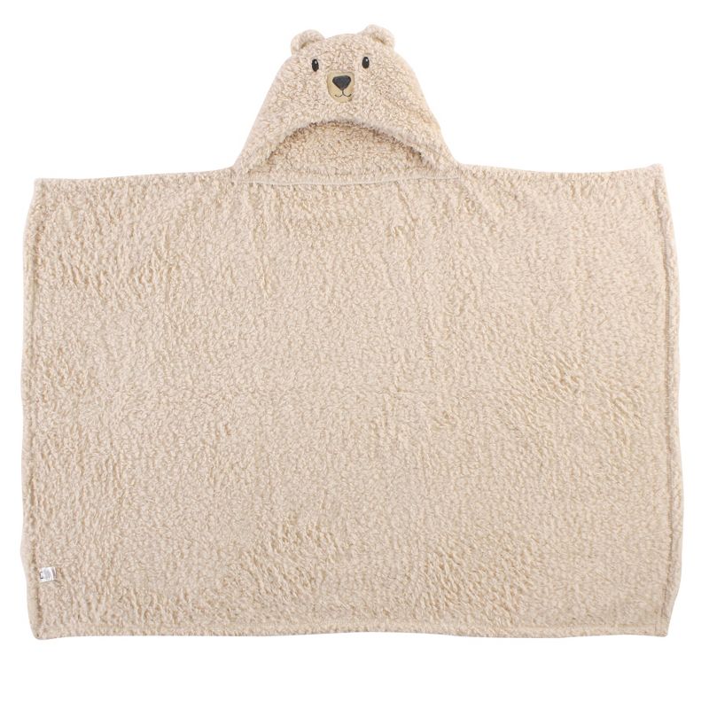 Hudson Baby Infant Hooded Animal Face Plush Blanket, Cozy Bear, One Size, 3 of 4