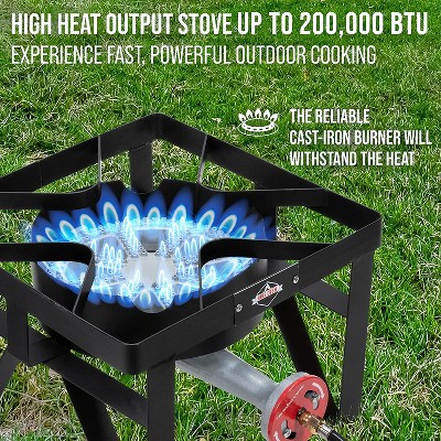 Hike Crew Black Cast Iron Single Burner Portable Gas Stove